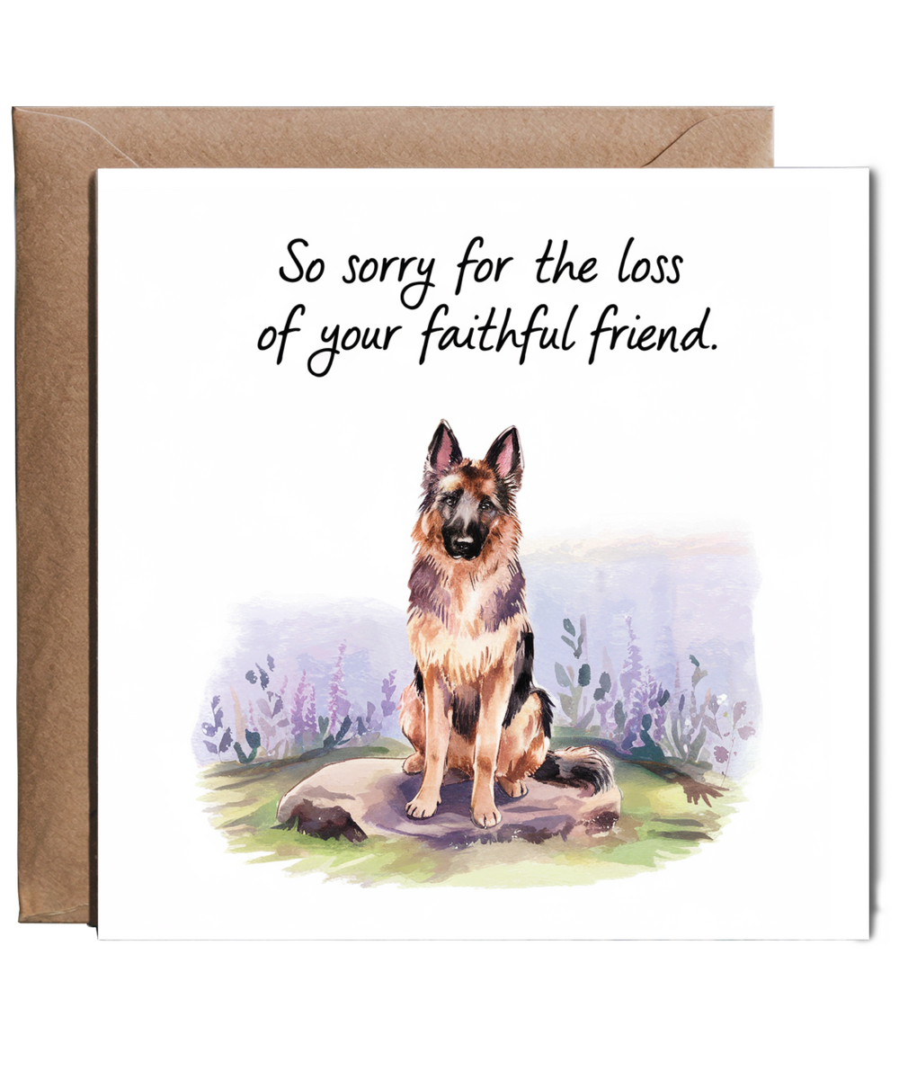 Sympathy Card for the Loss of a Pet Dog Faithful Friend German Shepherd
