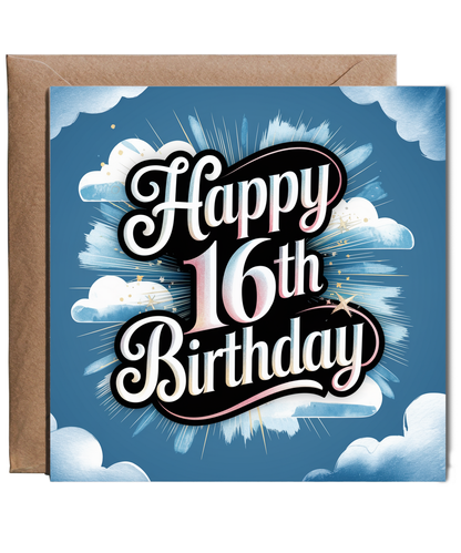 Happy 16th Birthday Card for son boy pastel blue