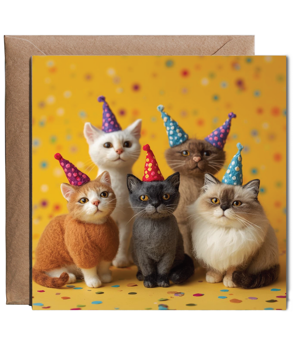 2D felt style Birthday party cats