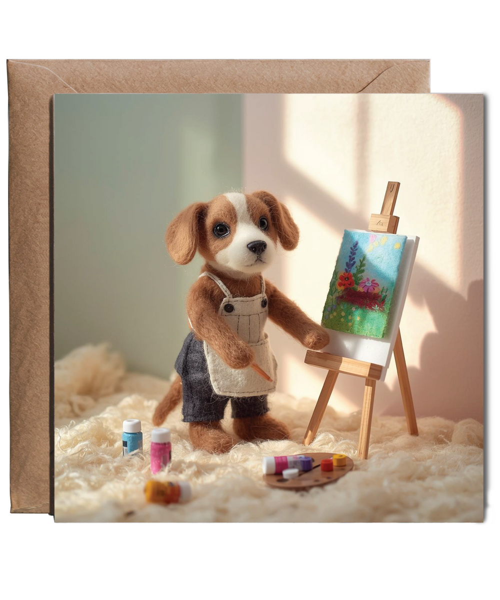 2D felt style dog artist