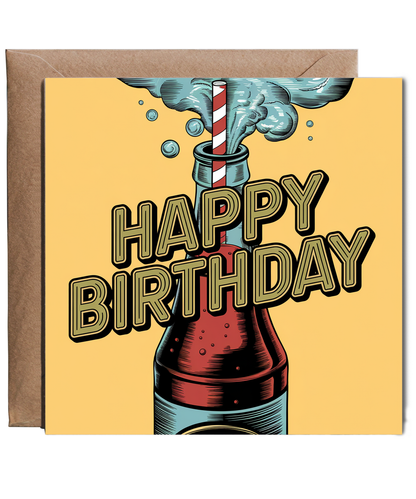 Happy Birthday Card Vintage Cola bottle