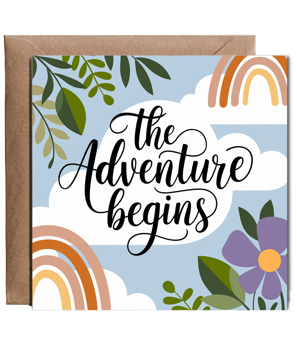 The Adventure Begins New parents Card new baby pastel floral