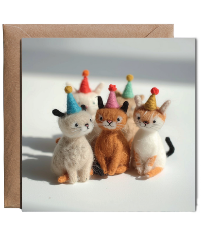 2D felt style tiny birthday cats