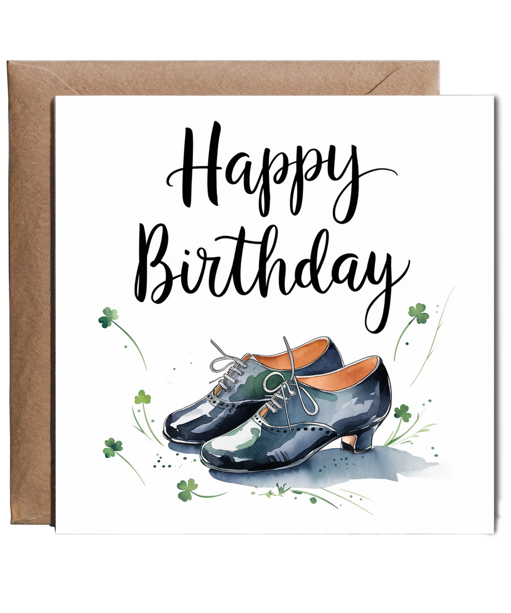 Happy Birthday Card for Irish Dancer with Dancing Shoes Illustration