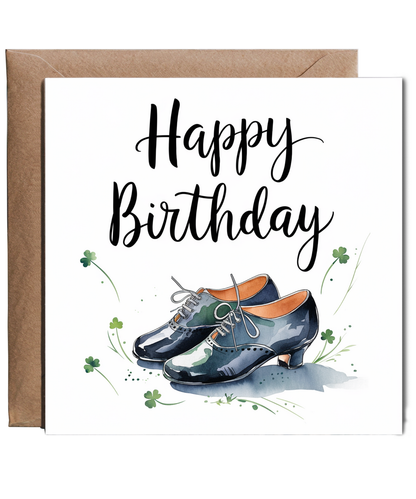 Happy Birthday Card for Irish Dancer with Dancing Shoes Illustration