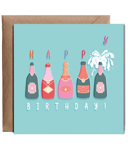 Happy Birthday Card Champagne Celebration
