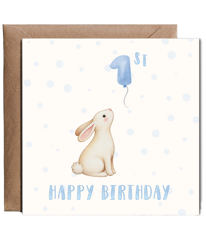 Adorable Happy first Birthday boy bunny