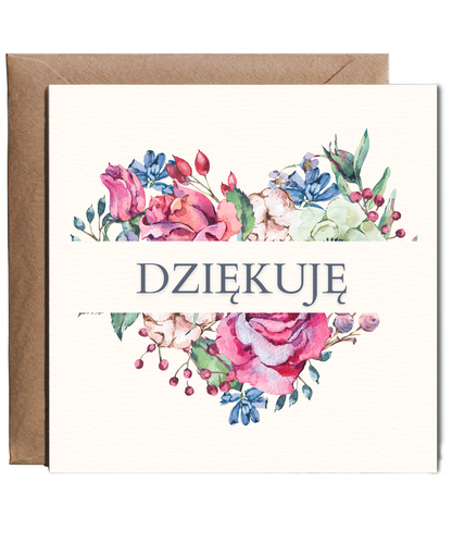 Floral heart thank you Polish Dziękuję