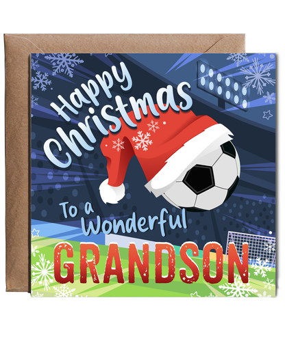 Happy Christmas Card to a Wonderful Grandson Football Lover