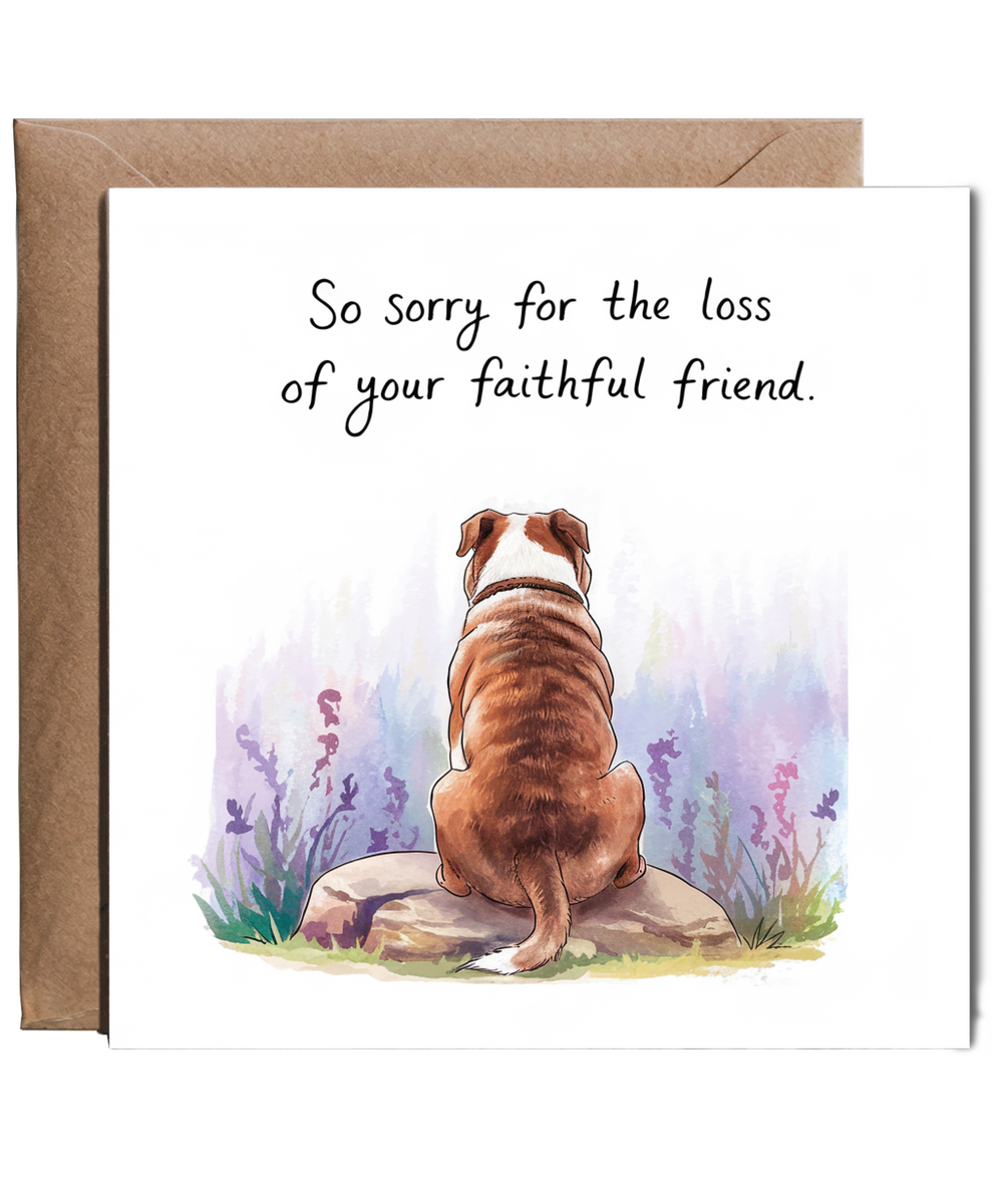 Sympathy Card for the Loss of a Pet Dog Faithful Friend Bulldog