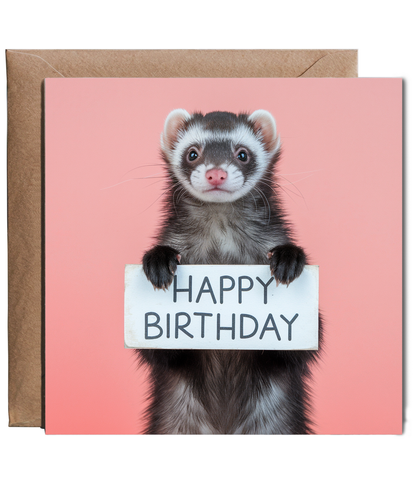Happy Birthday card ferret mum cute