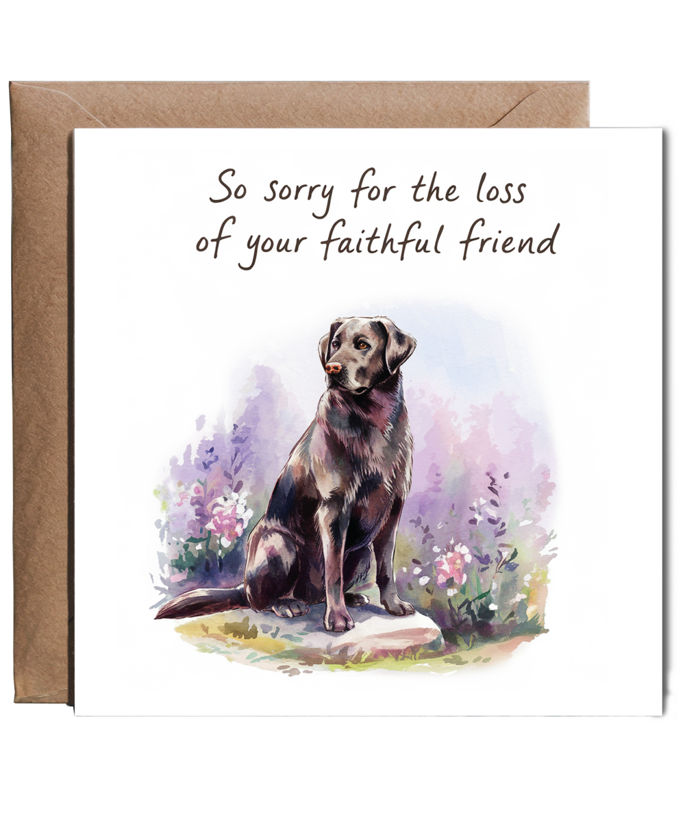 Sympathy Card for the Loss of a Pet Dog Faithful Friend Black Labrador Retriever