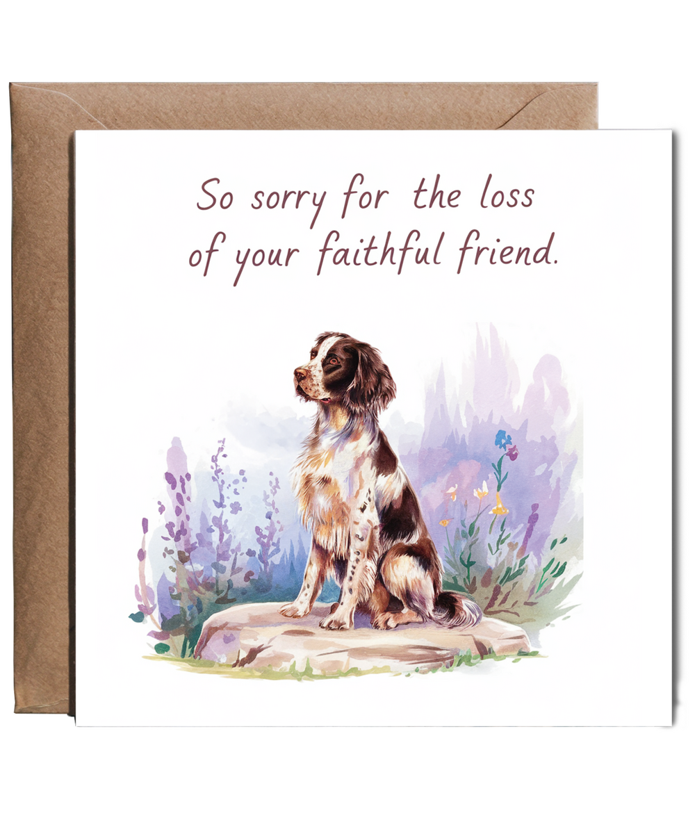 Sympathy Card for the Loss of a Pet Dog Faithful Friend English Springer Spaniel