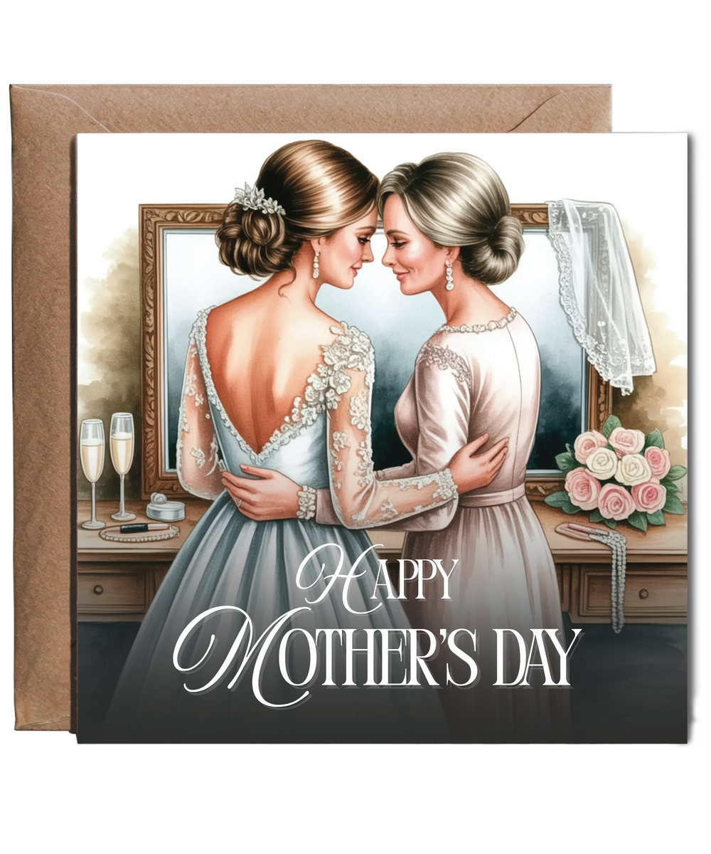 Happy Mother's Day watercolour glammed up mother daughter