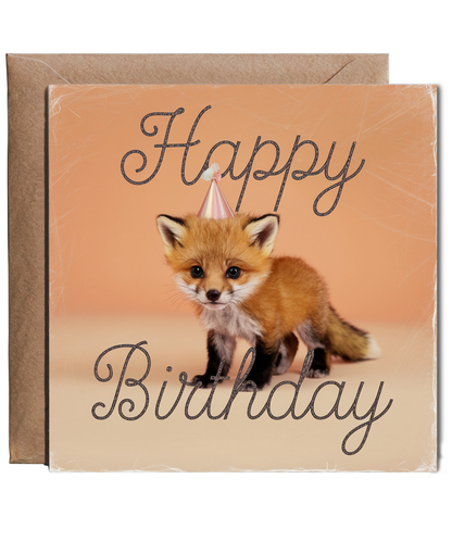 Happy Birthday card fox cub cute