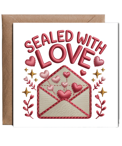 Embroidered style sealed with love valentines
