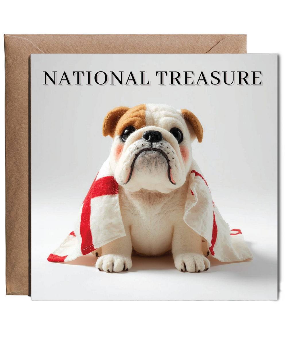 2D felt style english bulldog patriotic st georges cross flag