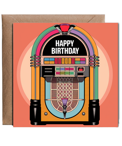 Happy Birthday Card Jukebox vintage