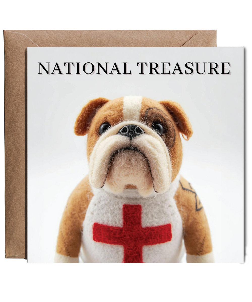 2D felt style english bulldog patriotic st georges cross