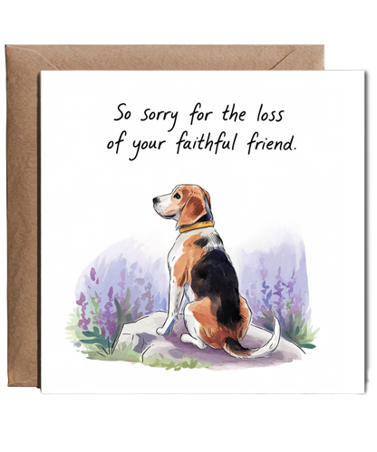Sympathy Card for the Loss of a Pet Dog Faithful Friend Beagle