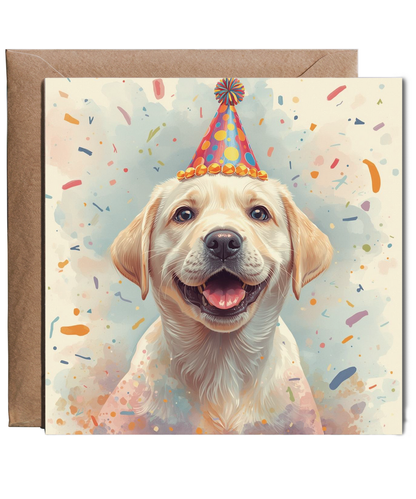 Labrador dog party hat birthday celebrations