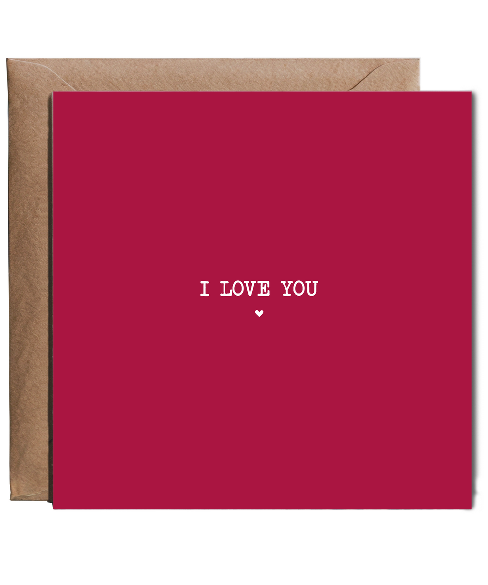 Minimalist I Love You Card for Husband Wife Boyfriend Girlfriend Family