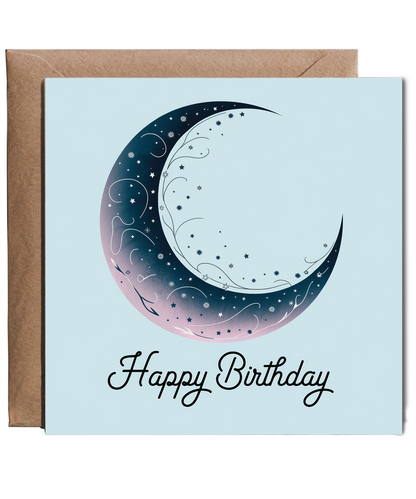 Happy Birthday card dreamy crescent moon