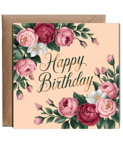 Happy Birthday Card For Her Floral Garland