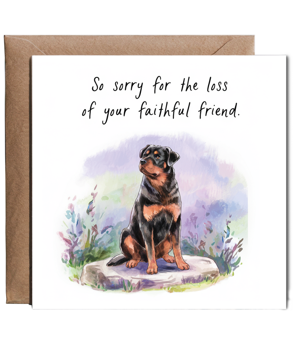 Sympathy Card for the Loss of a Pet Dog Faithful Friend Rottweiler