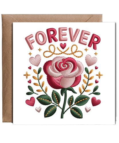Embroidered style forever rose valentines