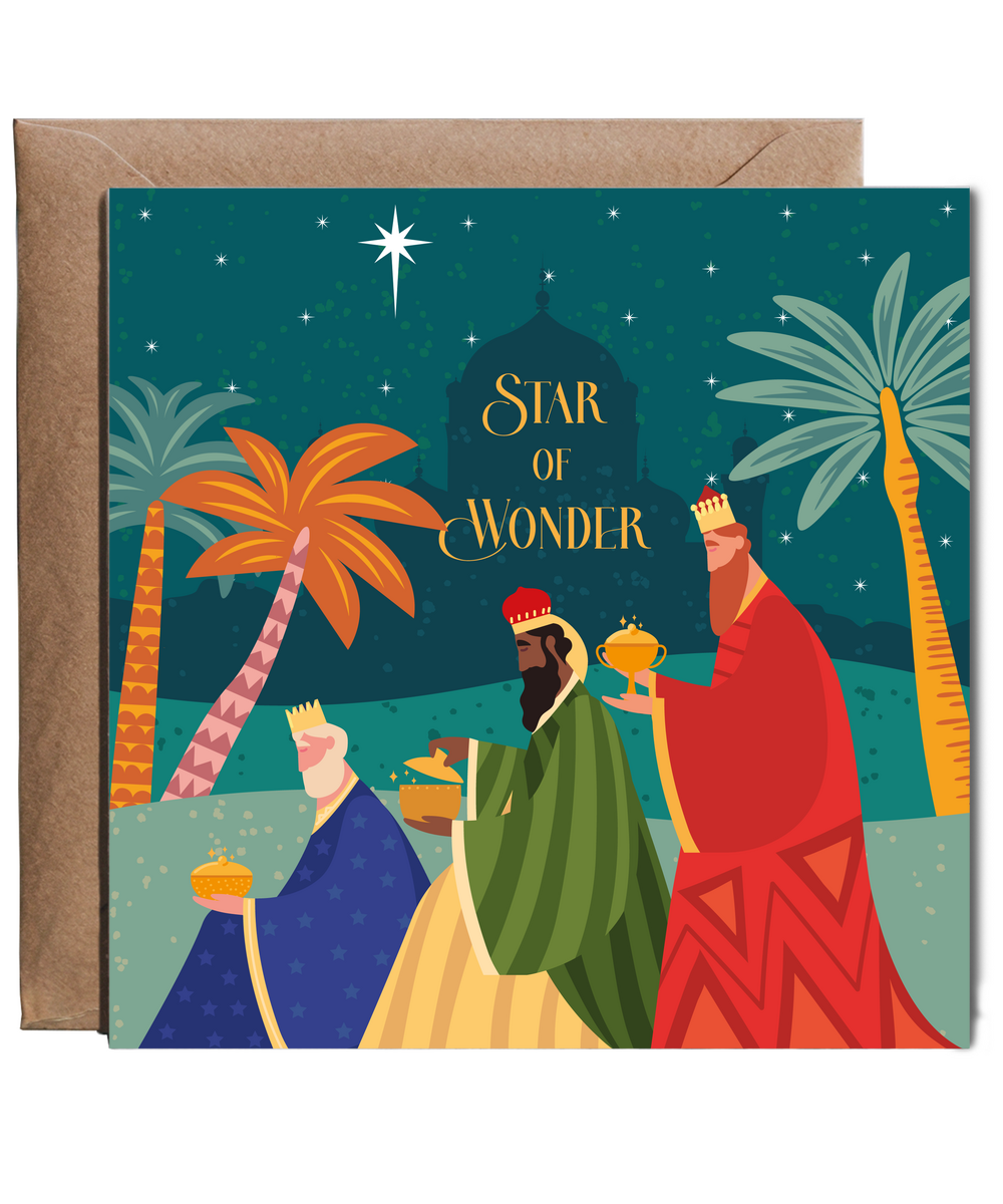 Christian Christmas Card The Star of Wonder and The Three Wise Men