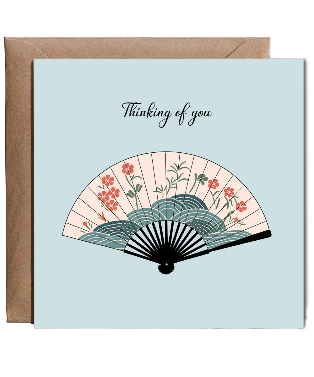 Thinking of you card folding fan Hokusai style