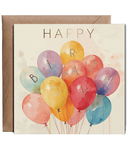 happy Birthday watercolour balloons