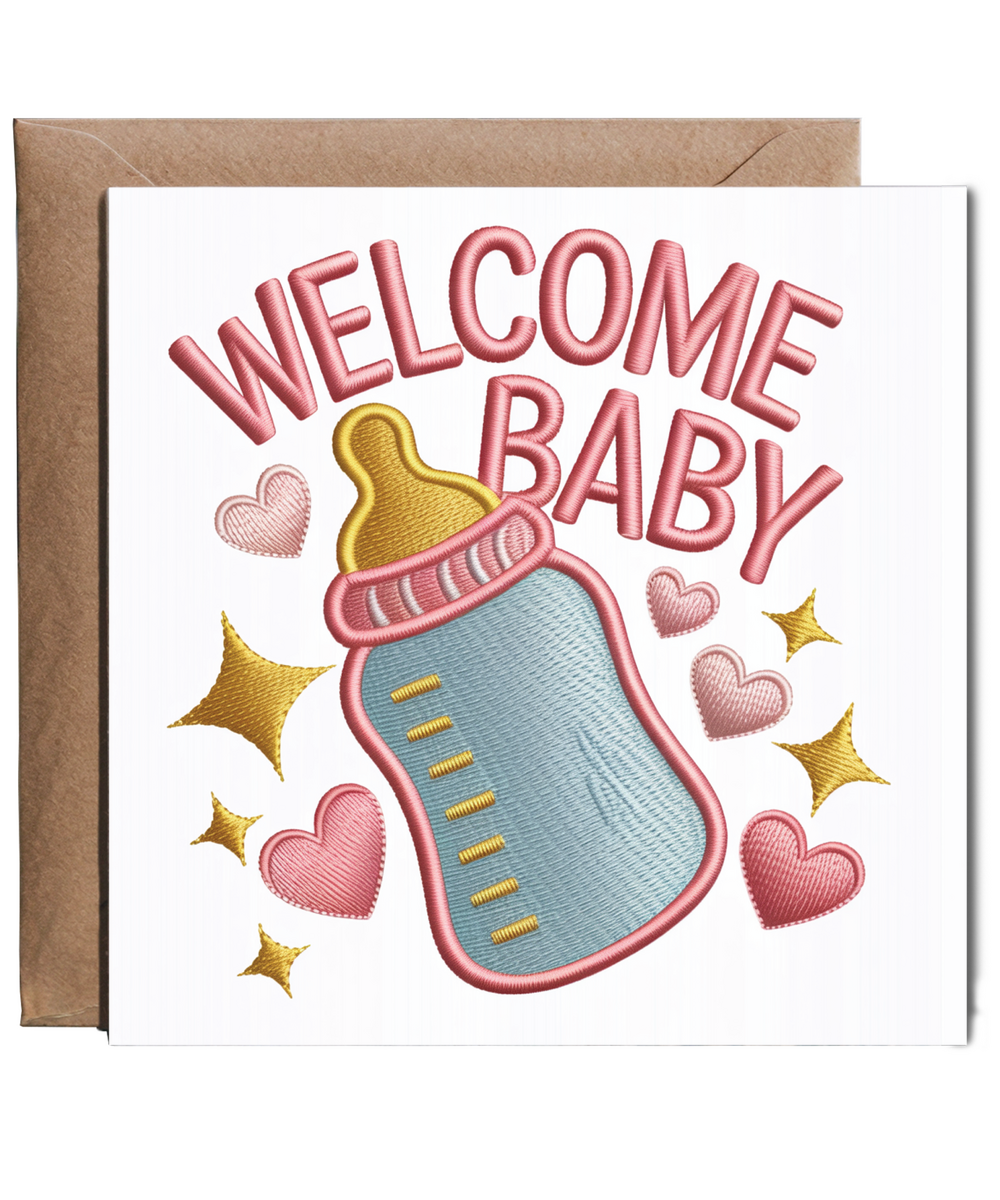 Embroidered style welcome baby