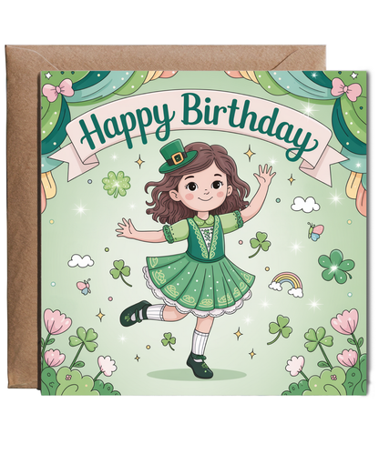 Childrens Birthday Card Little Irish Dancer for Daughter