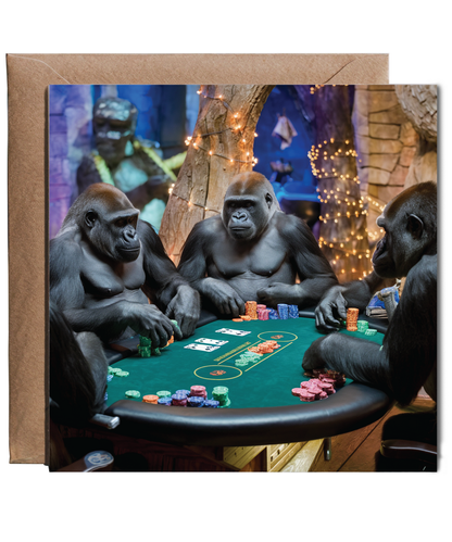 Gorillas playing poker