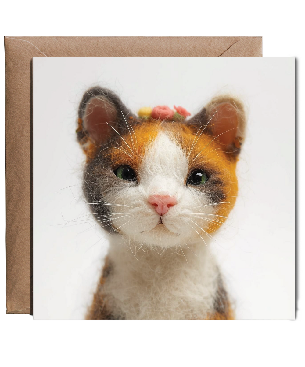 2D felt style calico with flower headband