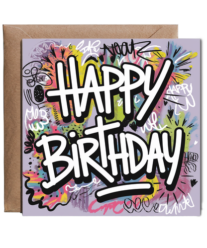 Happy Birthday Card graffiti doodles street art