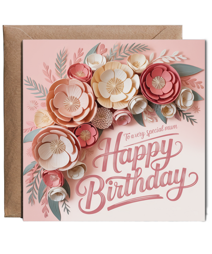 Birthday Card To a Very Special Mum with Pretty Flowers