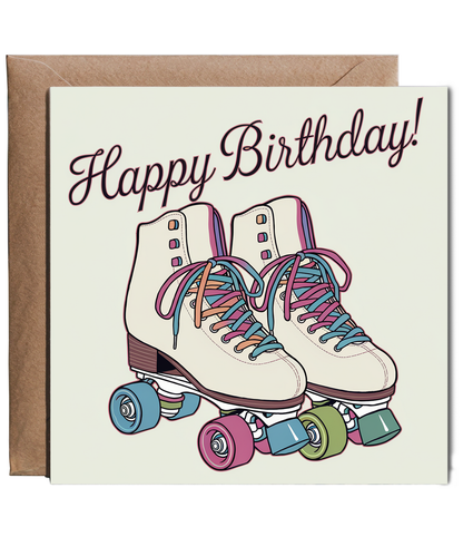 Happy Birthday Card Roller Skates
