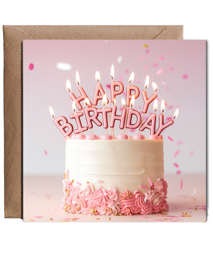 birthday card happy birthday pink cake