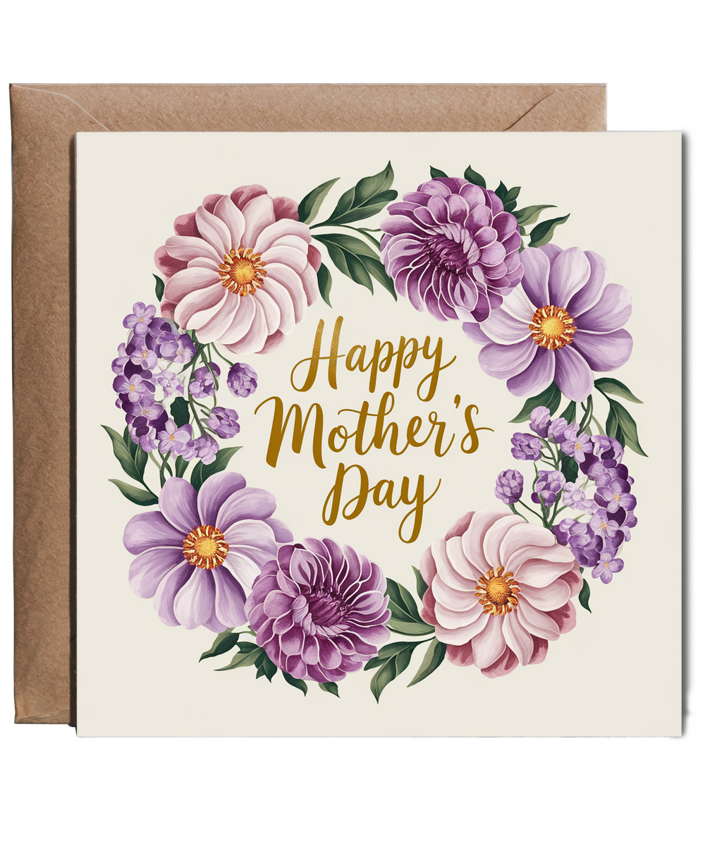 Happy Mother’s Day Card painted floral design for Mum