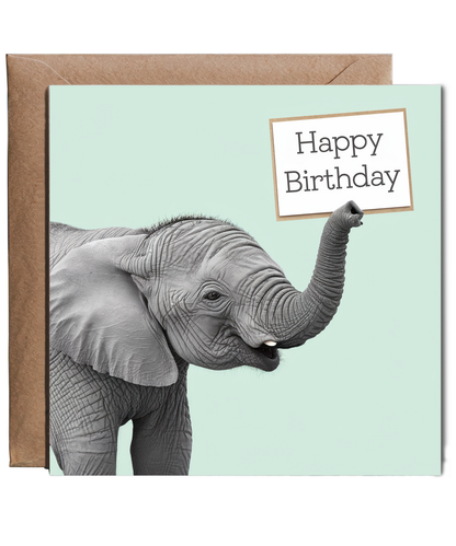 Happy Birthday card elephant sign cute