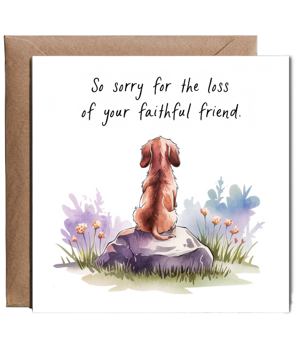Sympathy Card for the Loss of a Pet Dog Faithful Friend Mini Shorthaired Dachshund