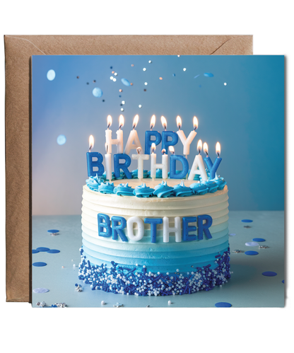 Happy Birthday card brother blue cake