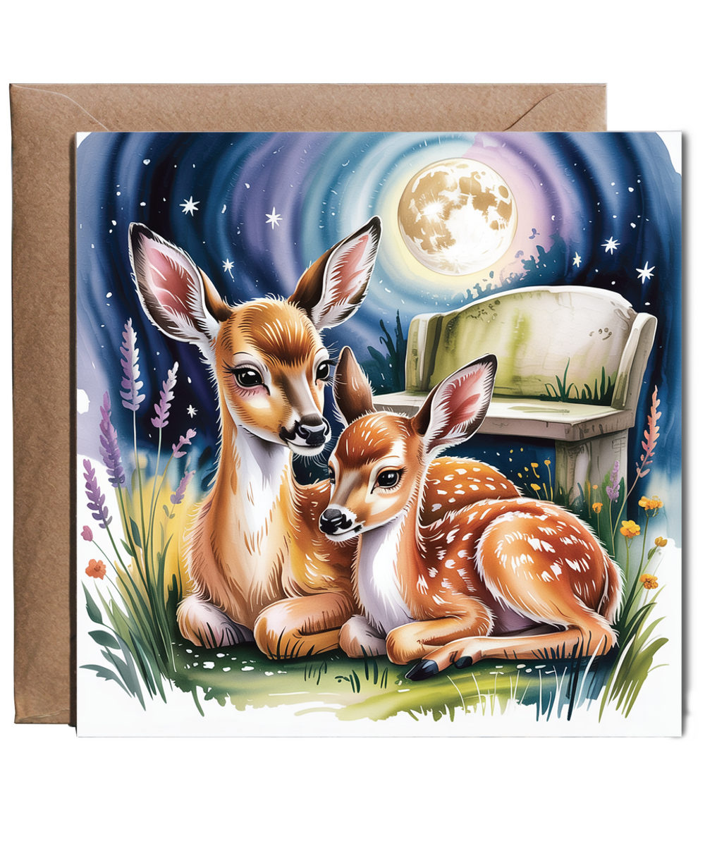 deers cuddling nightime