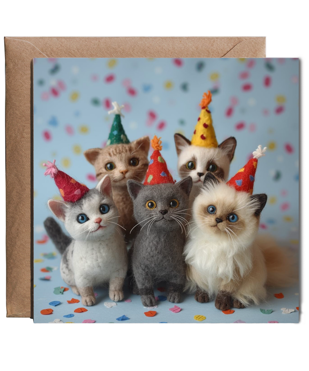 2D Felt Style Birthday party cats