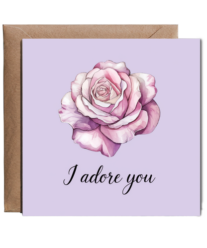 I Adore You Card valentines lilac