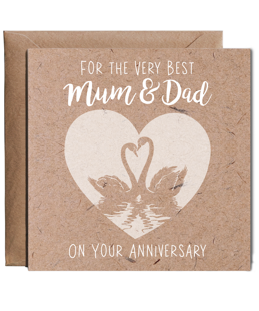 Happy Anniversary Card for the Very Best Mum and Dad Swan Design