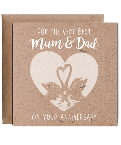 Happy Anniversary Card for the Very Best Mum and Dad Swan Design